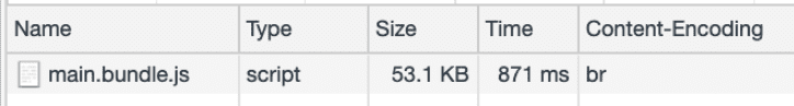 Bundle size with dynamic Brotli compression.