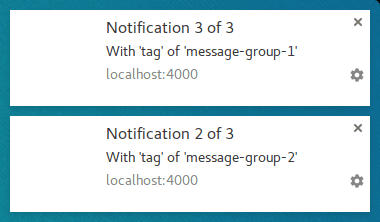 Two notifications where the first notification is replaced by a third notification.